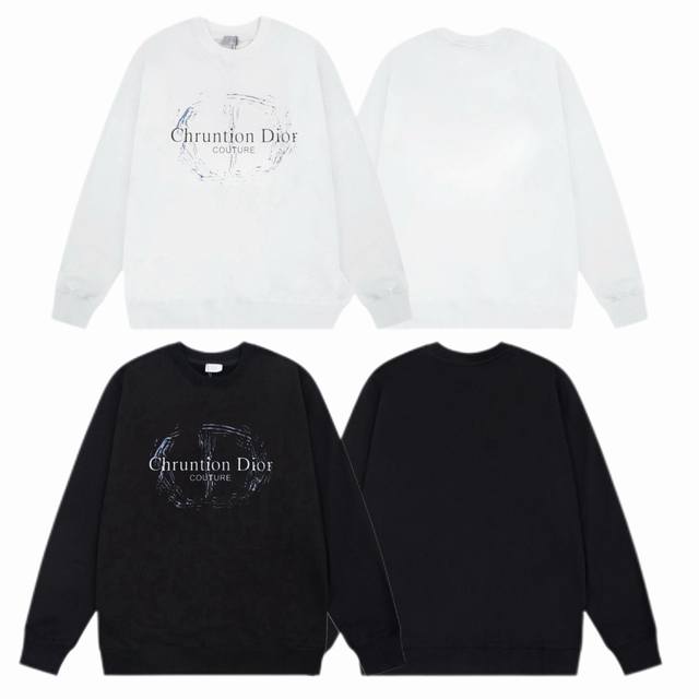 Dior 迪奥 2025Ss秋冬圆领卫衣经典印花 -面料：420G双股大毛圈卫衣，配套460G纯棉罗纹 原版面料 官方同款 男女同款 - 颜色：黑色 白色 -