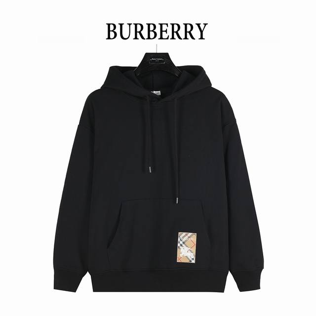 Burberry 巴宝莉 25Fw 贴布标签战马格纹字母Logo刺绣连帽卫衣 面料采用420G水洗毛圈棉面料，订染颜色后整蚀毛处理， 对照原版做丝滑超柔处理，经