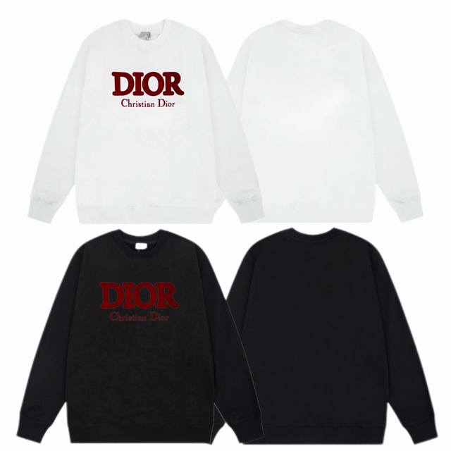 Dior 迪奥 2025Ss秋冬圆领卫衣经典标语印花 -面料：420G双股大毛圈卫衣，配套460G纯棉罗纹 原版面料 官方同款 男女同款 - 颜色：黑色 白色