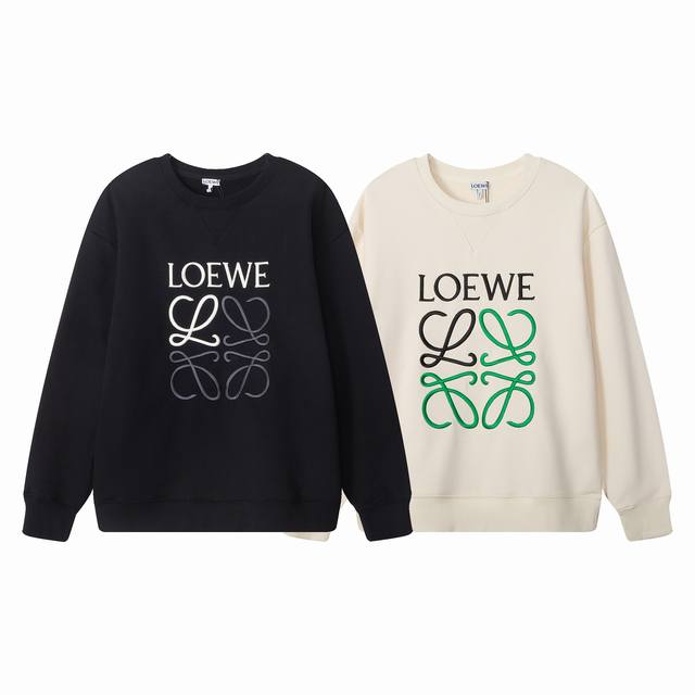 006款，高端定制，最高品质版本Loewe*家刺绣Logo圆领卫衣，采用独家定制480G原版1:1双股双纱纯棉面料，定织定染同缸无色差罗纹，定制1:1辅料，三标
