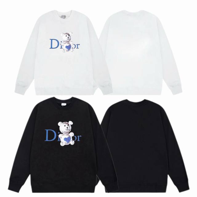 Dior 迪奥 2025Ss秋冬圆领卫衣经典标语印花 -面料：420G双股大毛圈卫衣，配套460G纯棉罗纹 原版面料 官方同款 男女同款 - 颜色：黑色 白色