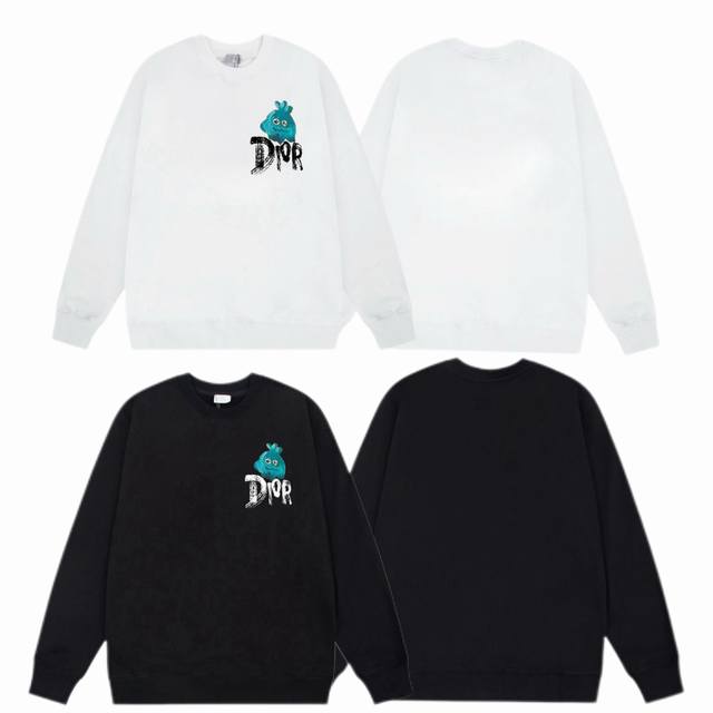 Dior 迪奥 2025Ss秋冬圆领卫衣前后副经典漏空 Logo字母做斑驳处理印花 -面料：420G双股大毛圈卫衣，配套460G纯棉罗纹 原版面料 官方同款 男