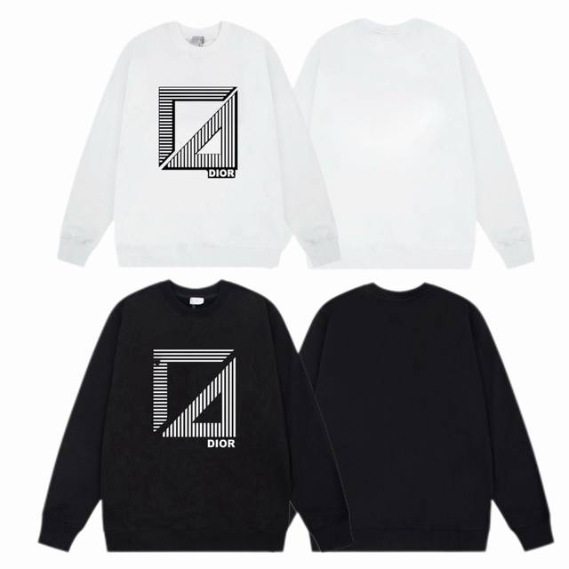 Dior 迪奥 2025Ss秋冬圆领卫衣经典标语前幅印花 -面料：420G双股大毛圈卫衣，配套460G纯棉罗纹 原版面料 官方同款 男女同款 - 颜色：黑色 白