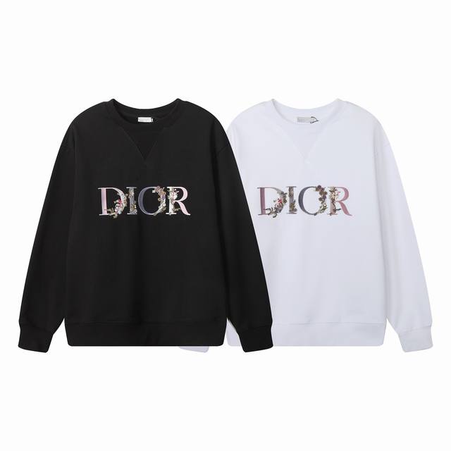 305款，高端定制，最高品质版本D*家字母花卉Logo刺绣圆领卫衣，采用独家定制480G原版1:1双股双纱纯棉面料，定织定染同缸无色差罗纹，定制1:1辅料，三标