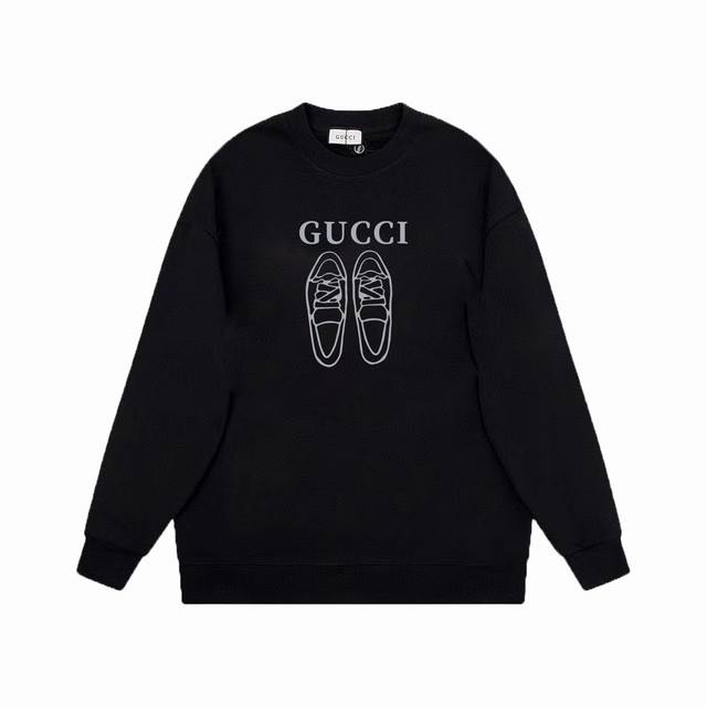 顶级版本 上新款号：G1093 Gucci 古驰秋冬新款印花Logo圆领卫衣情侣款 专柜同步在售 Oversized版型！ 面料：独家定制400克纯棉毛圈面料+
