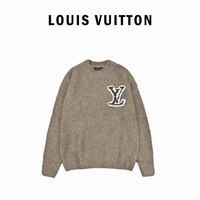 Louis Vuitton23Fw 镜像Logo嵌花毛 原10,900购入，23年新配色，定织定染绵羊毛55% 牦牛毛21% 锦纶20% 氨纶4%羊毛圈圈纱，咖