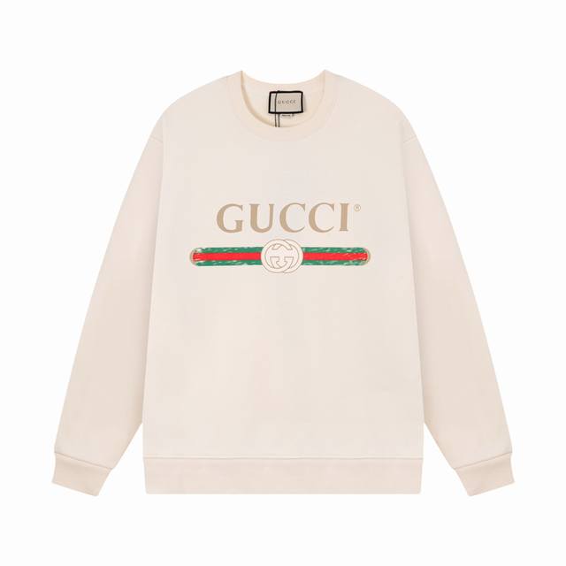 顶级版本 上新款号：G1017 Gucci古驰Ss新款系列圆领卫衣 Gucci古驰 绿红腰带字母印花 Gucci圆领卫衣 大落肩款 原版面料 官方同款 400克