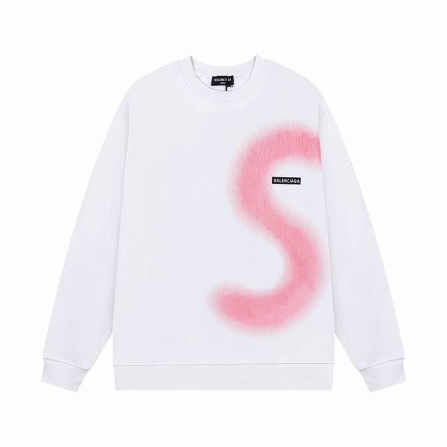 顶级版本 上新款号：G1016 Balenciaga巴黎世家 23Ss秋冬新款卫衣 Balenciaga 巴黎世家 联名 S字母印花 巴黎世家圆领卫衣 大落肩款