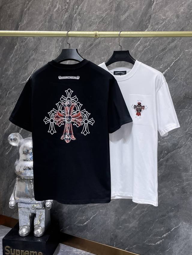 8993# 夏季上新 Chrome Hearts 25Ss 高版本！ 高克重环保优质顶级面料 280G 克罗十字架重工手工贴布刺绣柳丁短袖 专柜同步 复刻版本1