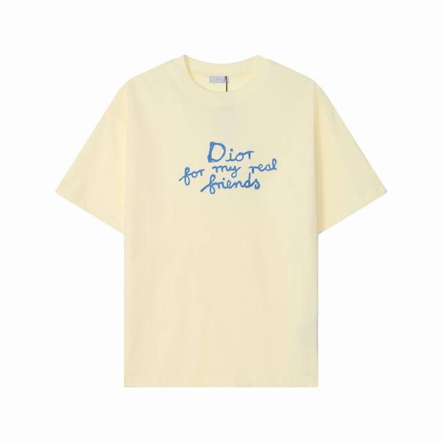 3217款，高端定制，独家最高品质版本Dio*家Logo刺绣圆领短袖T恤，采用独家定制290G原版1:1双股双纱纯棉面料，定织定染同缸无色差罗纹，定制1:1辅料
