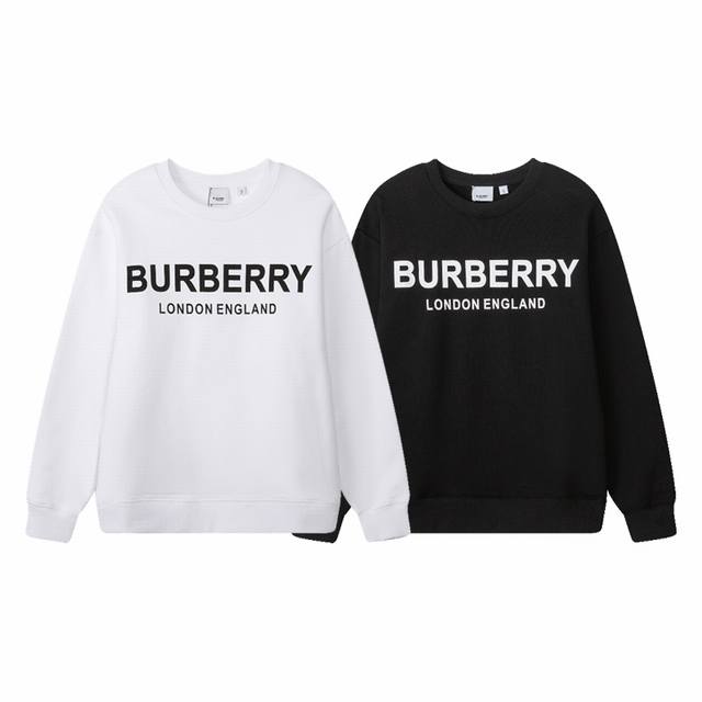 903款，高端定制，最高品质版本Bur*家Logo印花圆领卫衣，采用独家定制480G原版1:1双股双纱纯棉面料，定织定染同缸无色差罗纹，定制1:1辅料，三标齐全