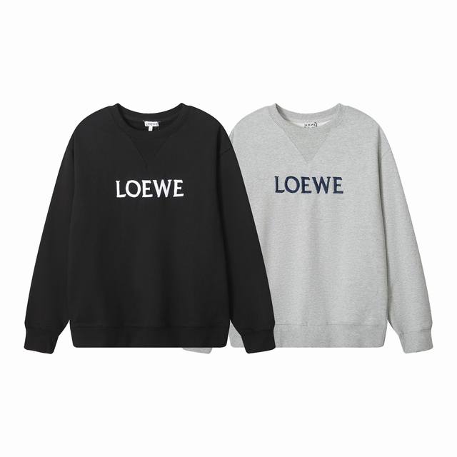 003款，高端定制，最高品质版本Loewe*家刺绣Logo圆领卫衣，采用独家定制480G原版1:1双股双纱纯棉面料，定织定染同缸无色差罗纹，定制1:1辅料，三标