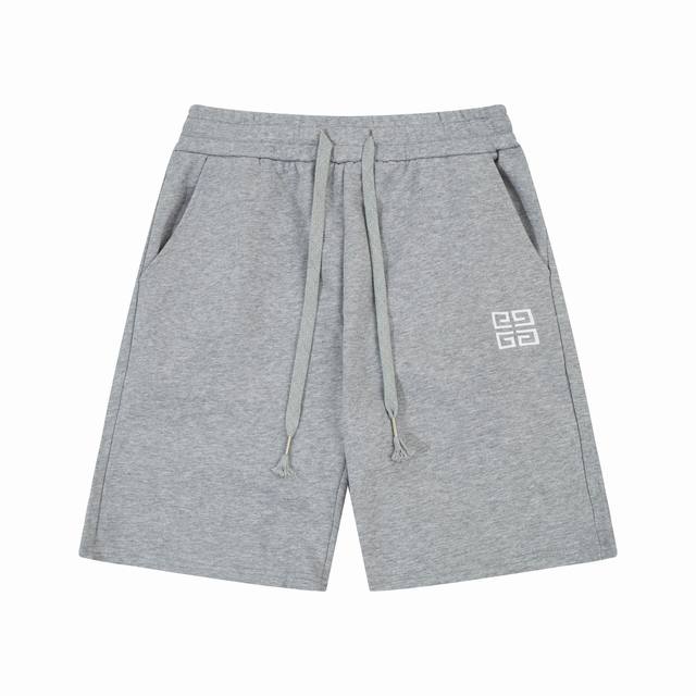 Giv 夏季新款 定制纯棉面料 前后高密度刺绣字母Logo 男女同款 休闲短裤五分裤 颜色：黑 灰 尺码：Xs-L