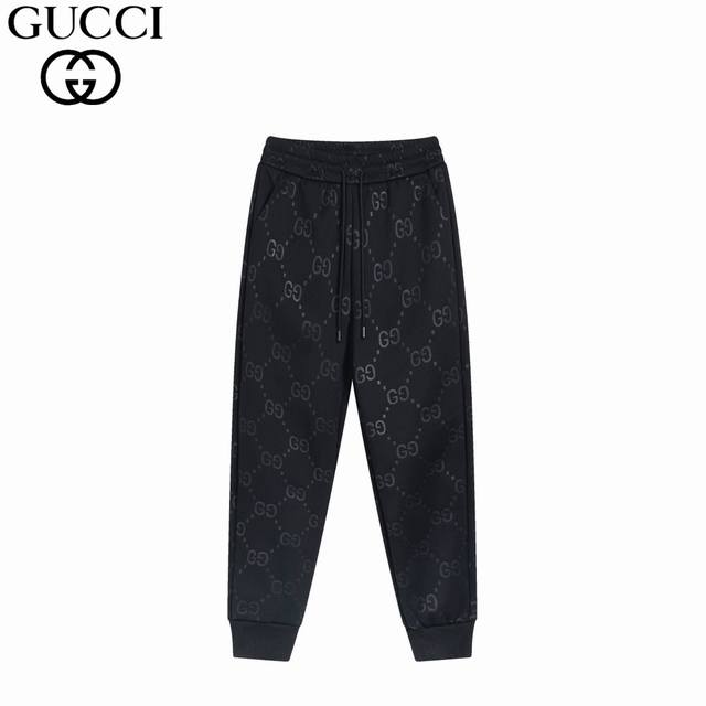 Gucci 古驰 24Fw满印暗纹长裤 客供定制的进口毛圈棉材质，进口纯棉拉链装饰嵌布，舒适透气， 摸着面料质感肉实，肌里感清晰可见，有净重感，全身极致简约设计