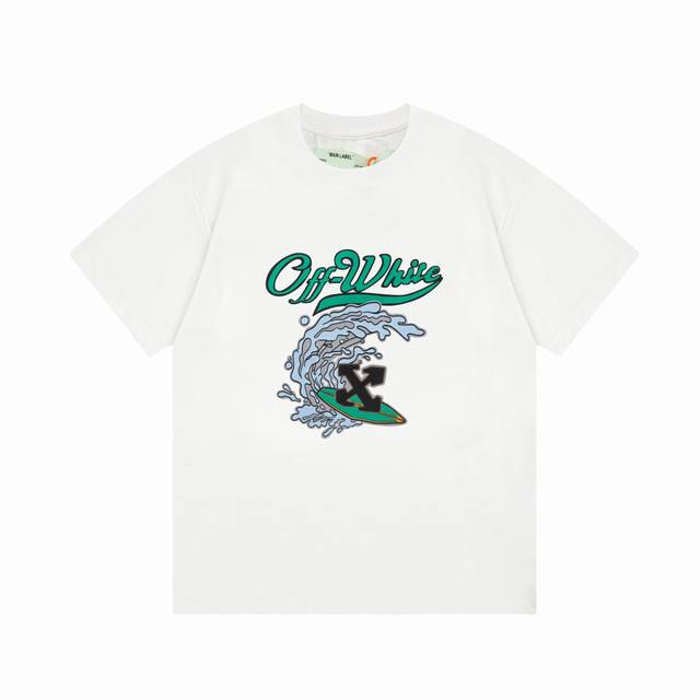 Ow 夏季新款 定制260G双纱纯棉面料 数码发泡字母Logo 男女同款 短袖T恤 颜色：黑 白 尺码：Xs-L