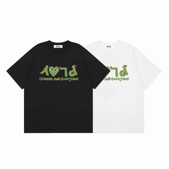 Comme Des Garcons川久保玲Play 2025新款花卉爱心印花夏季短袖T恤衫 颜色： 白色 黑色 尺码：M L Xl Xxl 价格P： 三标齐 款