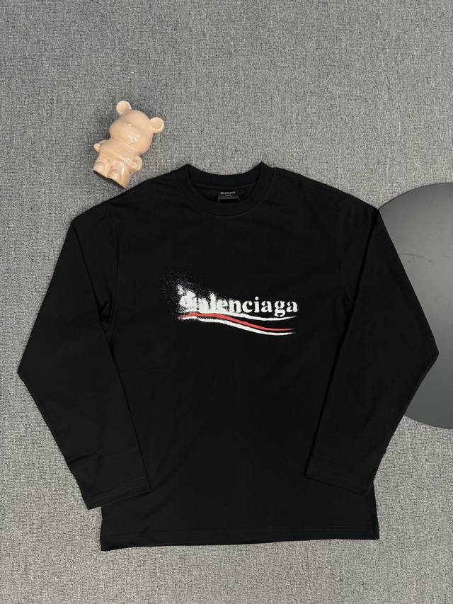 顶级版本 区别通货 Balenciaga巴黎世家2025Ss经典溶解海浪可乐印花长袖印花采用进口椭圆机工艺 市场顶级的质量官网品质 罗纹定织定染无色差做工精细做