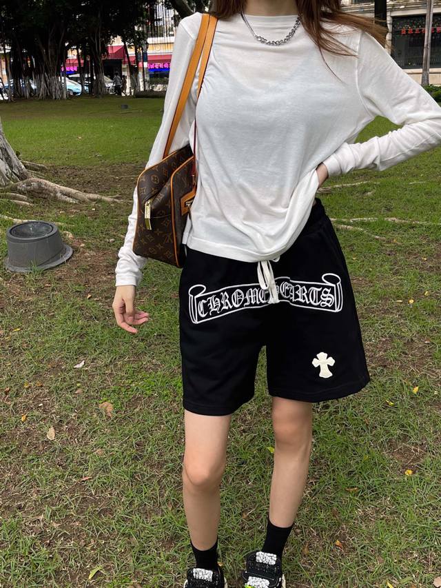 --上身咨询图 款号：G15---顶级版本 Chrome Hearts 23Ss 克罗心裆前梵文字母贴皮刺绣Logo织带短裤 精选高精度酷丝绵精梳面料 清爽丝滑