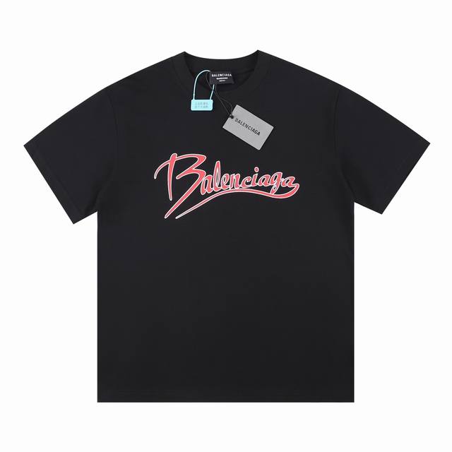 顶级版本 区别通货 Balenciaga 巴黎 23Ss极简字母Logo 印花短袖，男女同款。宽松版型。 颜色：黑色 白色 尺寸： S-Xxl