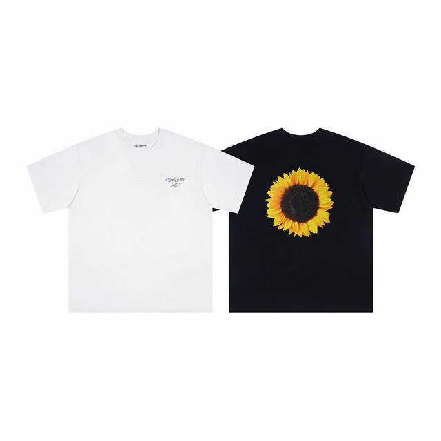 4045# Carhartt Wip 卡哈特 向日葵印花男女同款 颜色：黑 白 码数：S M L Xl 面料：潮牌双纱260克