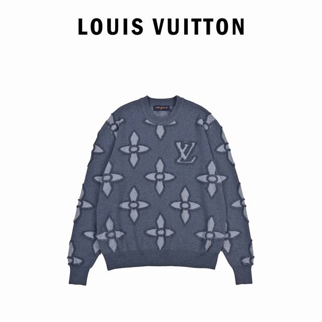 Louis Vuitton路易威登Fw秋冬新款针织圆领长袖毛衣 大号 Monogram 花卉 胸前 Lv 字母图案点缀 再采用缝线勾勒立体效果 经典版型剪裁 不