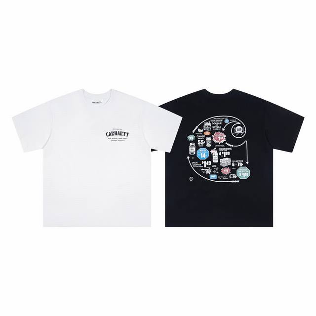 4036# Carhartt Wip 卡哈特 25Ss官网大Logo印花男女同款 颜色：黑 白 码数：S M L Xl 面料：潮牌双纱260克