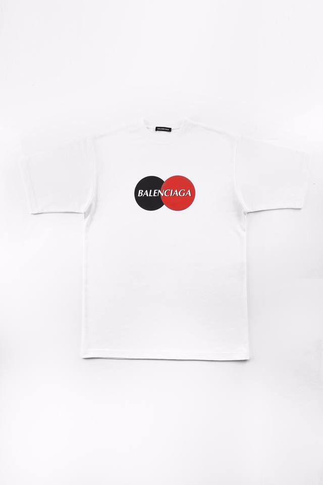 Balenc#Aga 巴黎万事达 T恤 顶级印花工艺、原版开发、 面料、罗纹定织定染无色差、做工精细、顶级复刻还原 原版品质 男女同款 宽松型 白色 尺码 Xs