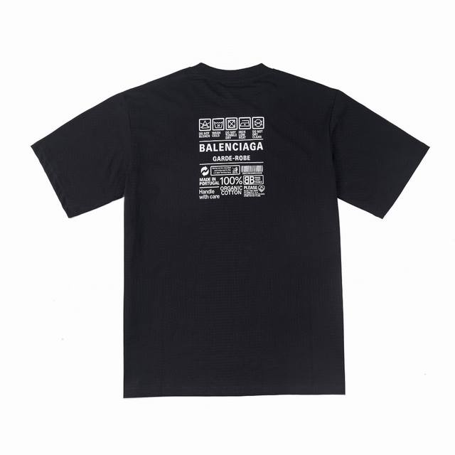 Balenc#Aga 巴黎新款后背环保标识字母Logot恤 顶级印花工艺、原版开发、 面料、罗纹定织定染无色差、做工精细、顶级复刻还原 原版品质 男女同款 黑色