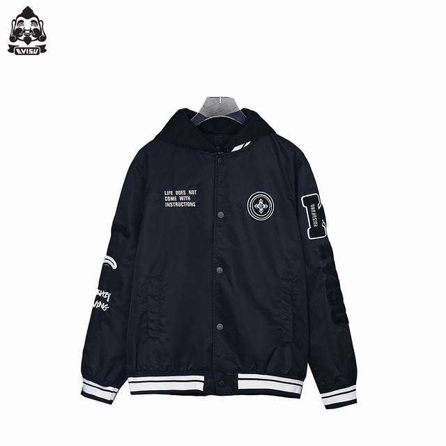 Evisu 福神 25Fw 海鸥标志棒球服 Evisu福神 最高版本！请区别市面错版！ 独家爆款上新！ 秋季新款Ev福神 刺绣字母刺绣棒球服外套夹克 帽子可拆卸