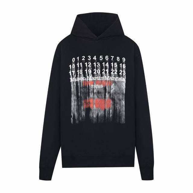 高版本Maisonmargiela 马吉拉 重影数字印花连帽卫衣，男女同款。 采用450G重磅毛圈面料 非市面 G薄款普通版本 注意区分！过高温缩水2次 不计成