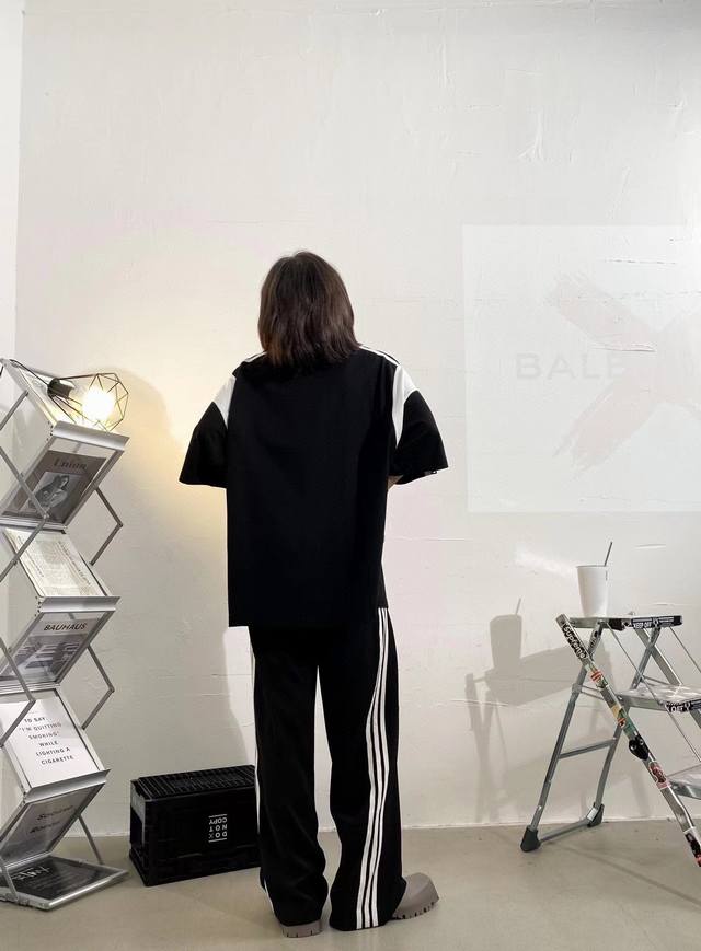 款号：G48-顶级版本！Balenciaga巴黎世家拼接Logo刺绣短袖！ 独家定织定染布料 质感舒适柔软 前后不规则剪裁 洗水做旧工艺 春夏最新砖柜同步 Os