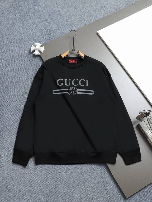 Bq Gucci 古驰 超级经典纯色Logo印花工艺 标识精致升级，灵感源自八十年代复古款式 原版面料 官方同款 圆领卫衣 定制420克同缸染面料 手感非常舒服