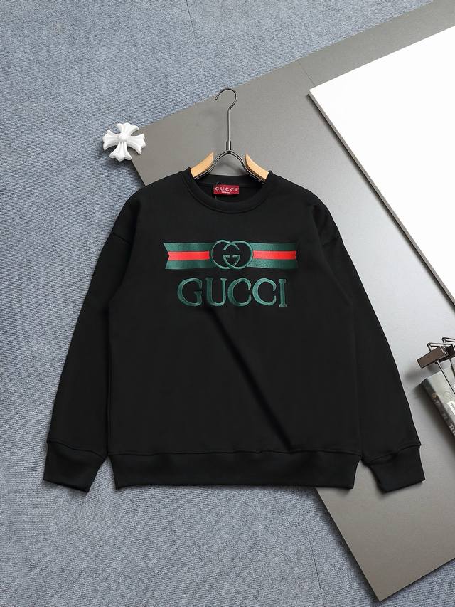 Bq Gucci 古驰 超级经典刺绣拼色Logo 标识精致升级，灵感源自八十年代复古款式 原版面料 官方同款 圆领卫衣 定制420克同缸染面料 手感非常舒服 春