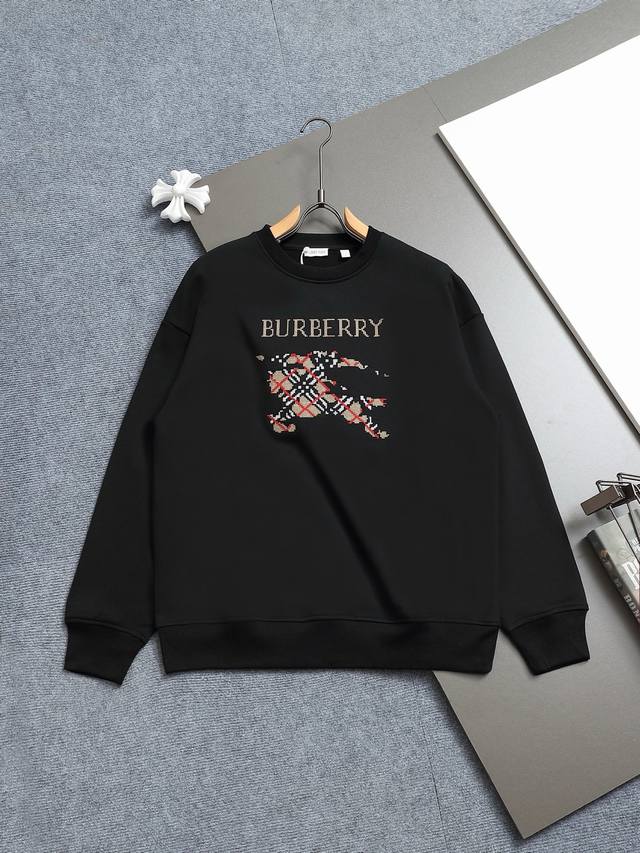 Bq Burberry 巴宝莉 Logo经典战马徽章刺绣 精致升级，灵感源自八十年代复古 原版面料 官方同款 圆领卫衣 定制420克同缸染面料 手感非常舒服 春