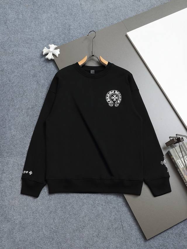 Bq Chrome Hearts Ch克罗心十字架马蹄Logo印花工艺圆领卫衣 版型大 宽松有型区别低版本瘦长版型上身拉胯 百分百承诺:顶级品质不做快餐货市面最
