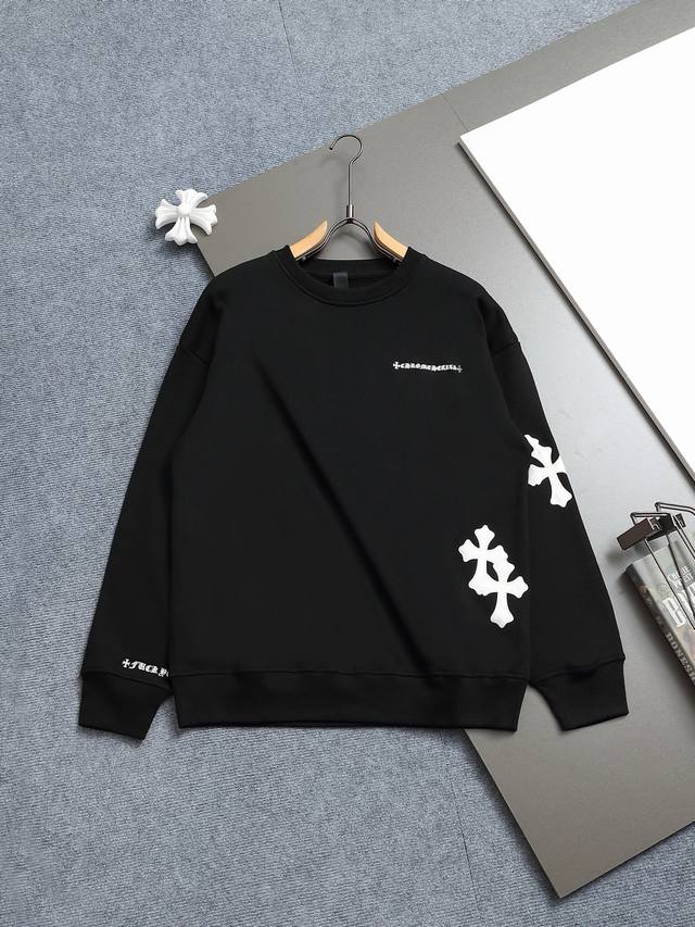 Bq Chrome Hearts Ch克罗心十字架贴皮刺绣圆领卫衣 版型大 宽松有型区别低版本瘦长版型上身拉胯 百分百承诺:顶级品质不做快餐货市面最高版本 顶级