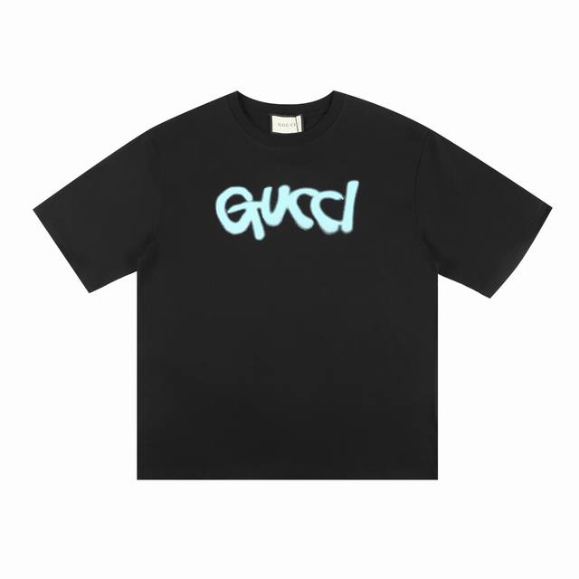 Gucci 23Ss复古涂鸦字母Logot恤 面料采用260克纯棉双纱 -超级标志性彩色品牌Logo印花图案，原版面料 260G高克重双纱100%精梳棉，螺纹定