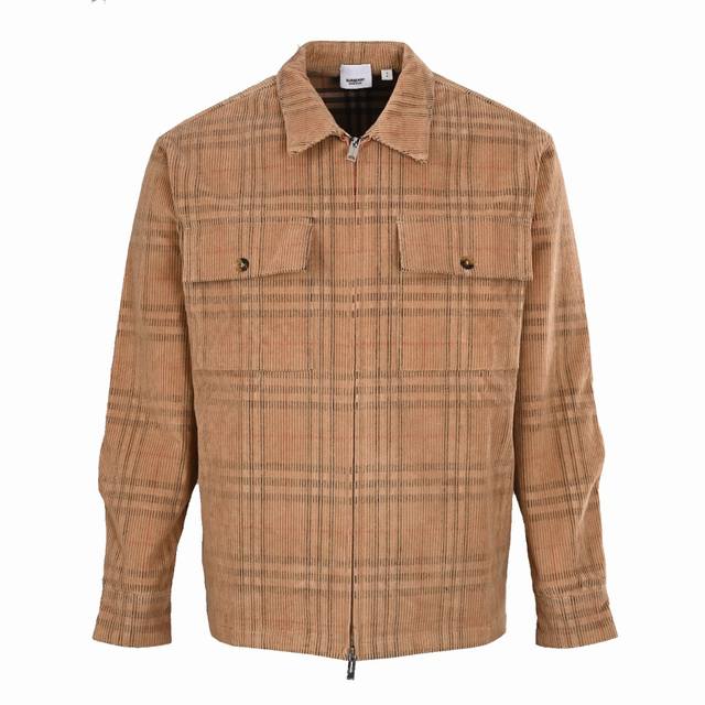Burberry巴宝莉Bbr 灯芯绒格子夹克外套 原版9200专柜购入，纯棉多色纱线定染，对版制作新款灯芯绒提花面料。通过提花工艺，计算图案和花纹的大小、位置、