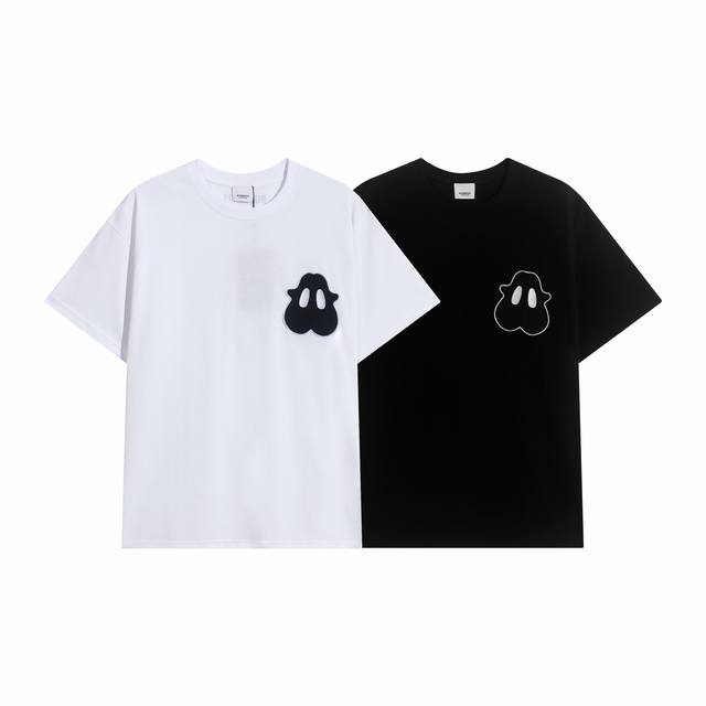 高端品质，独家定制，巴宝莉Burberry刺绣小怪兽圆领T恤，采用定制定染高克重原版面料，洗水完高达280G纯棉双纱面料，螺纹增加到2.7不变形，宽松Overs