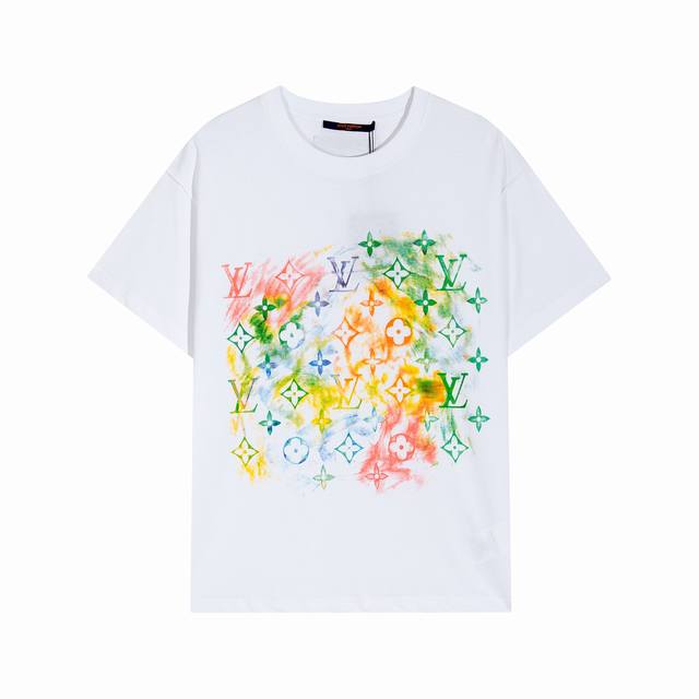 高品质蜡笔系列Logo圆领T恤，反袖设计，采用定制定染高克重原版面料，洗水完高达280G纯棉双纱面料，宽松Oversize版型，男女同款，区别市场版本 Size
