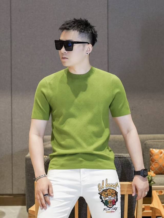 Loui*Vuitt*驴*牌 2025Fw秋冬新品 男士时尚休闲进口桑蚕丝短袖针织衫，时髦感与时俱来,时刻以别样的姿态引人注目.客供Piquet针织面料,工艺针