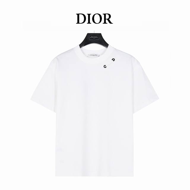 Dior 迪奥 25Ss 领口Cd串珠Logo蜜蜂刺绣短袖T恤 采用原版280G双纱对版定织定染面料 螺纹同缸定染零色差 独家品质 区别通货 领口Cd串珠Log