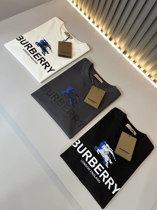 Burber*Y巴*莉2025春夏新品男女同款短袖T恤，重磅来袭，最近比较火热的环保纯棉面料制作而成，高端户外运动休闲系列，非常火热运动风潮！Bur最新研发的特