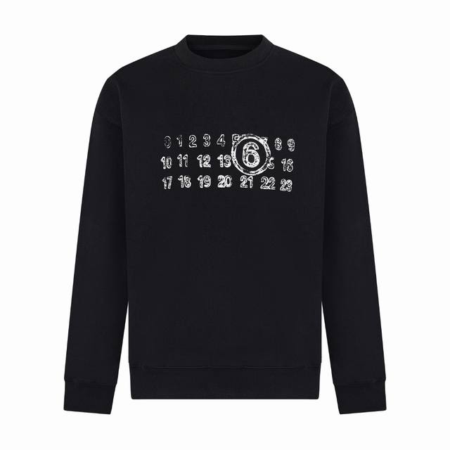 高版本Maisonmargiela 马吉拉 涂鸦数字印花圆领卫衣，男女同款。 采用430G重磅毛圈面料 非市面 G薄款普通版本 注意区分！过高温缩水2次 不计成