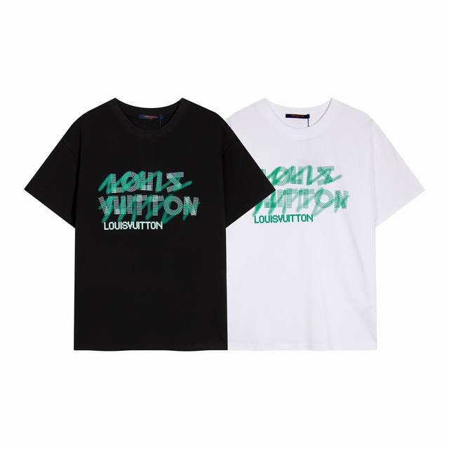 高端品质，独家定制，Lv发泡立体字母Logo圆领短袖，采用定织定染高克重原版面料，洗水完高达280G纯棉面料，螺纹增加到2.7不变形。，1-1工艺制作，宽松Ov