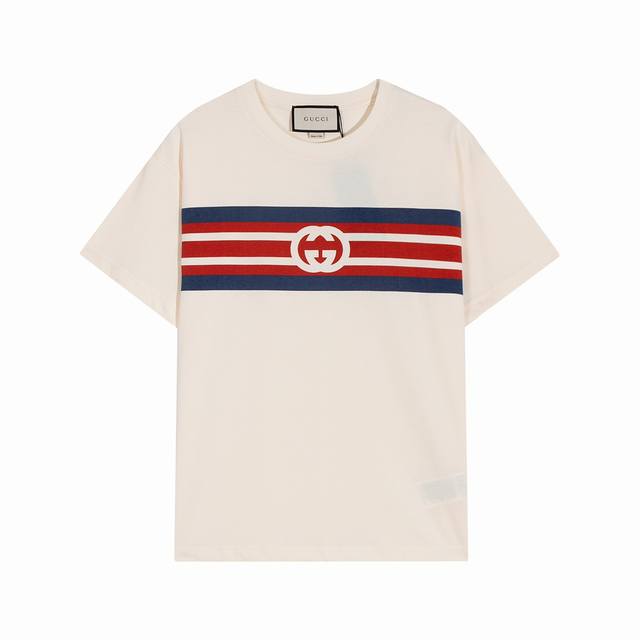 高端品质 Gucci金典双G字母Logo圆领T恤，定制定染高克重原版面料，洗水完高达280G双纱纯棉面料，1-1工艺制作，宽松Oversize版型，欧版大版型