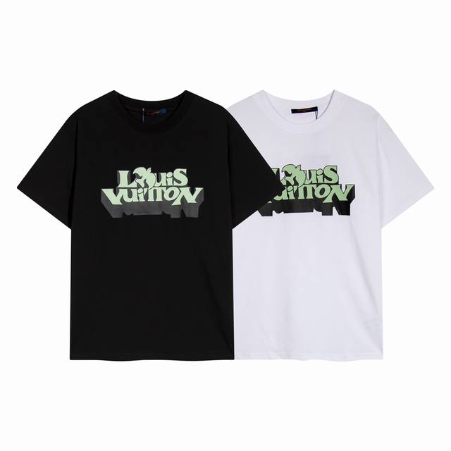 高端品质，独家定制，Lv卡通和平鸽Logo圆领短袖，采用定织定染高克重原版面料，洗水完高达280G纯棉面料，螺纹增加到2.7不变形。，1-1工艺制作，宽松Ove