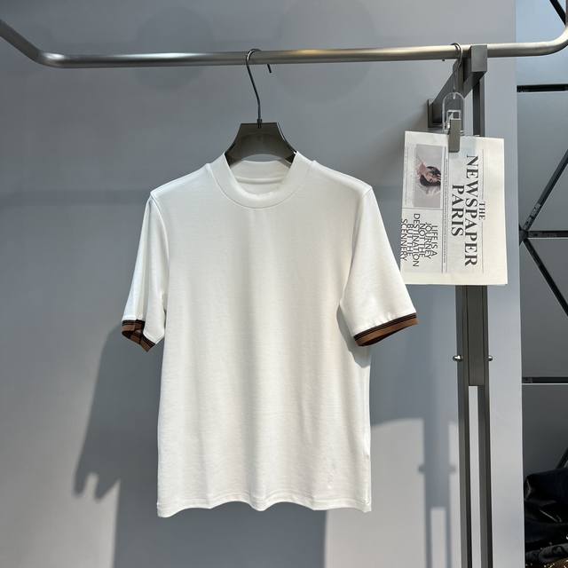 杰尼亚短袖系列 季度：2025秋冬 颜色：黑色 白色 咖啡色 尺码: M-5Xl 版型：常规短袖打底T 克重：245克重 莫代尔双面面料 成份：100%棉 面料