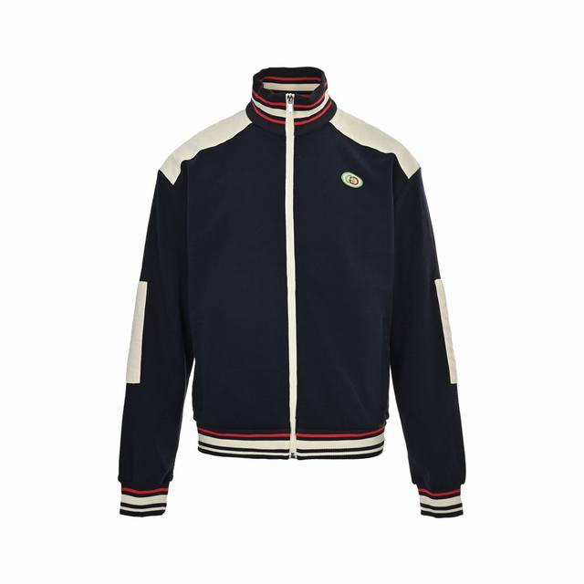 Gucci 古驰 24Fw 刺绣徽标拼接拉链外套 意大利客供顶级定制成衣面料，重磅高密度空气层纯棉材质，具备功能性强大属性，触感极其细腻舒适，有着优良的透气性与