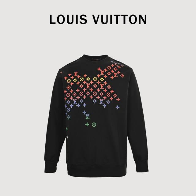 Louis Vuitton 路易威登Lv 24Fw 老花渐变印花圆领卫衣 面料采用400克重双股大毛圈面料，定制32支螺纹，成衣两遍水洗处理，面料舒适亲肤无异感